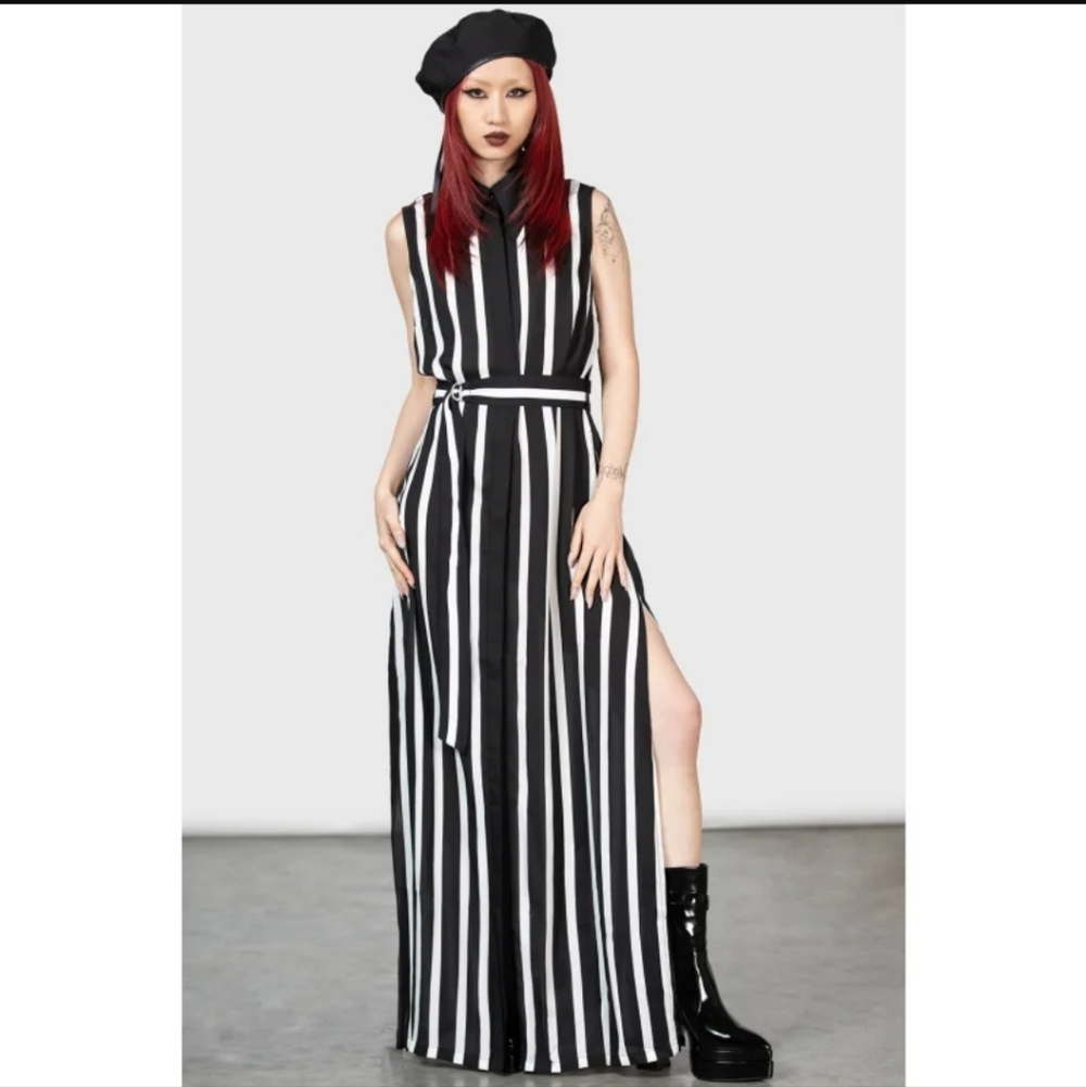 Killstar Monochrome Striped Maxi Dress